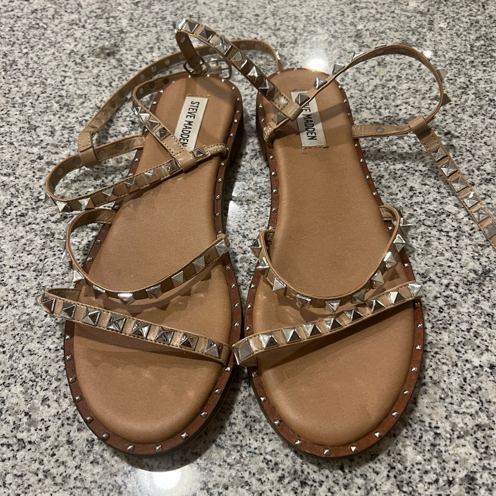 Steve Madden Beige Studded Sandals